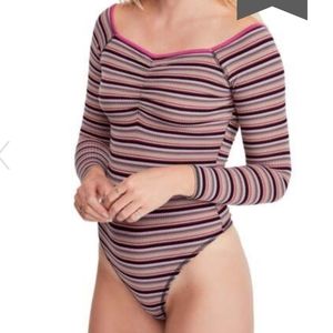 Free People "Put a Stripe On It" Thong Bodysuit